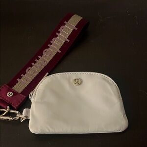 lululemon athletica White Mini Pouch with Burgundy Strap